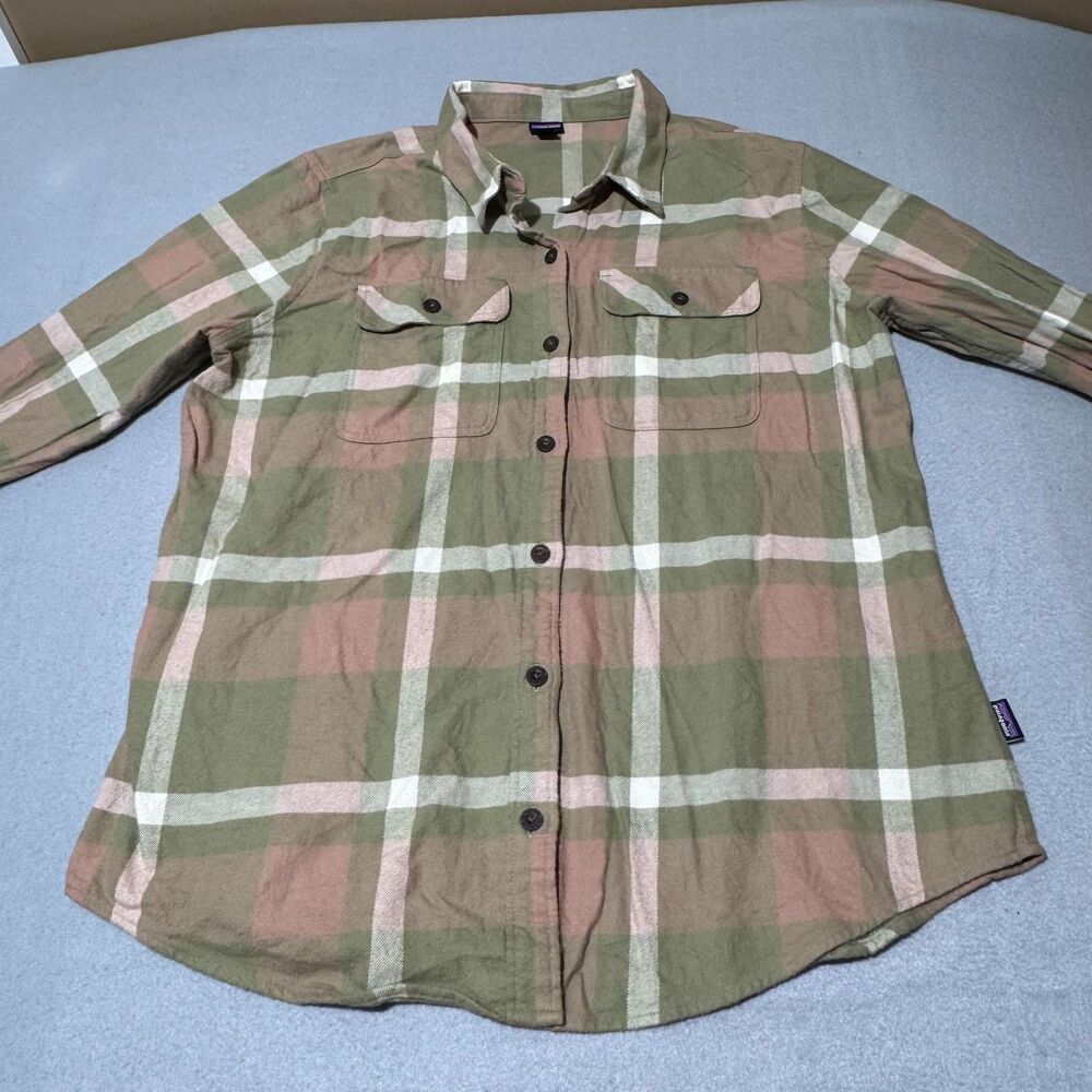 Patagonia Midweight Fjord Flannel Shirt Womens Large Plaid Organic Cotton 42405
